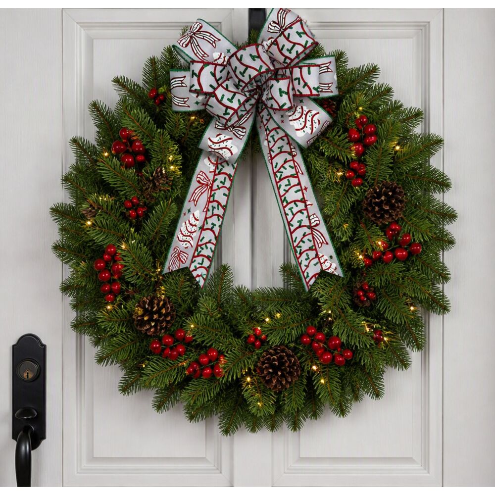 Tasty Cake Christmas Wreath Bow – 12 Inch Holiday Ribbon Bow